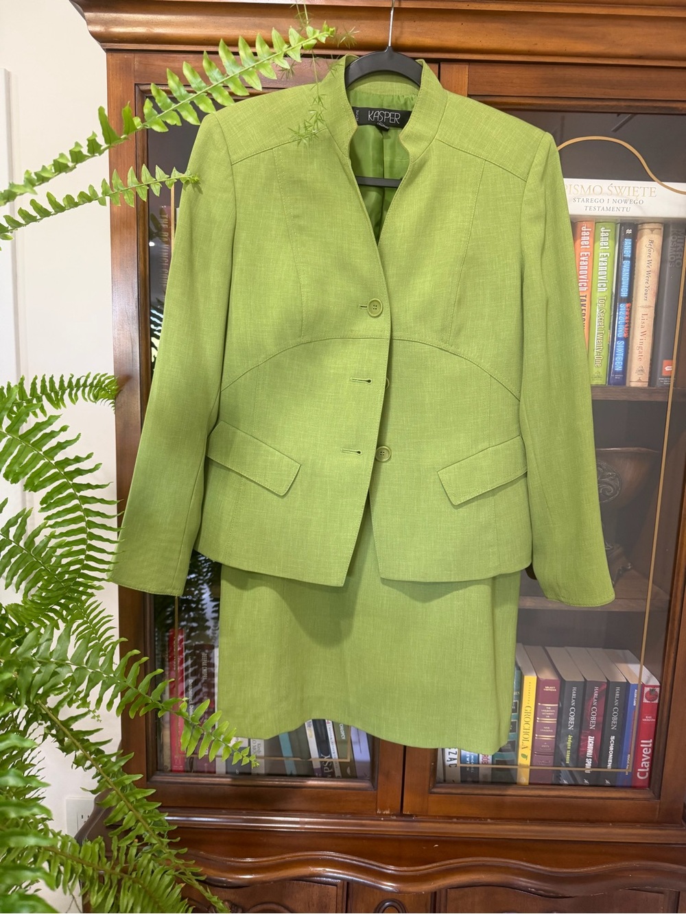 Lime green skirt suit...